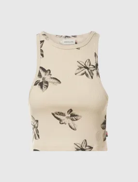 WOMEN'S FLORAL RIBBED TANK