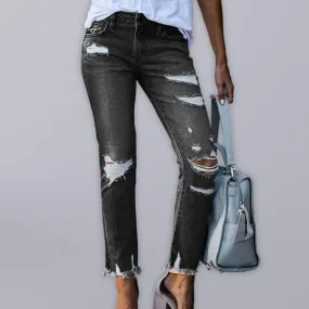 Women’s Ripped Straight Leg Jeans