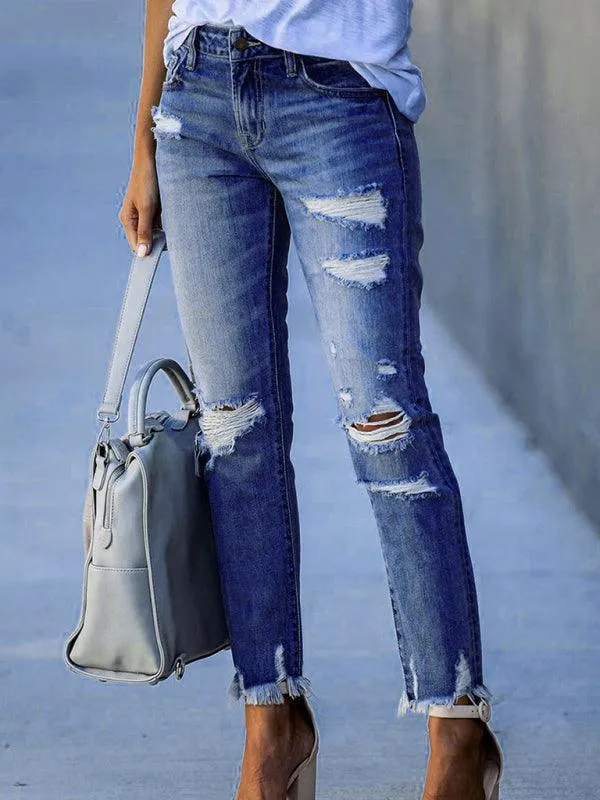 Women’s Ripped Straight Leg Jeans