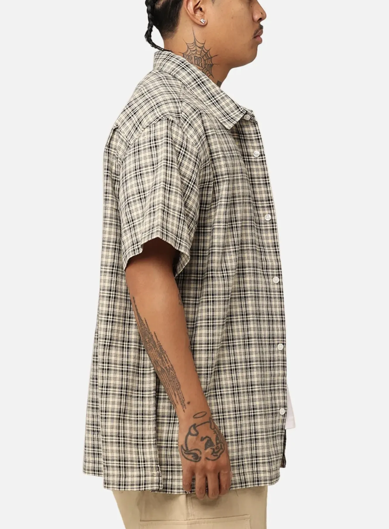 X-Large  |Other Plaid Patterns Street Style Short Sleeves Logo