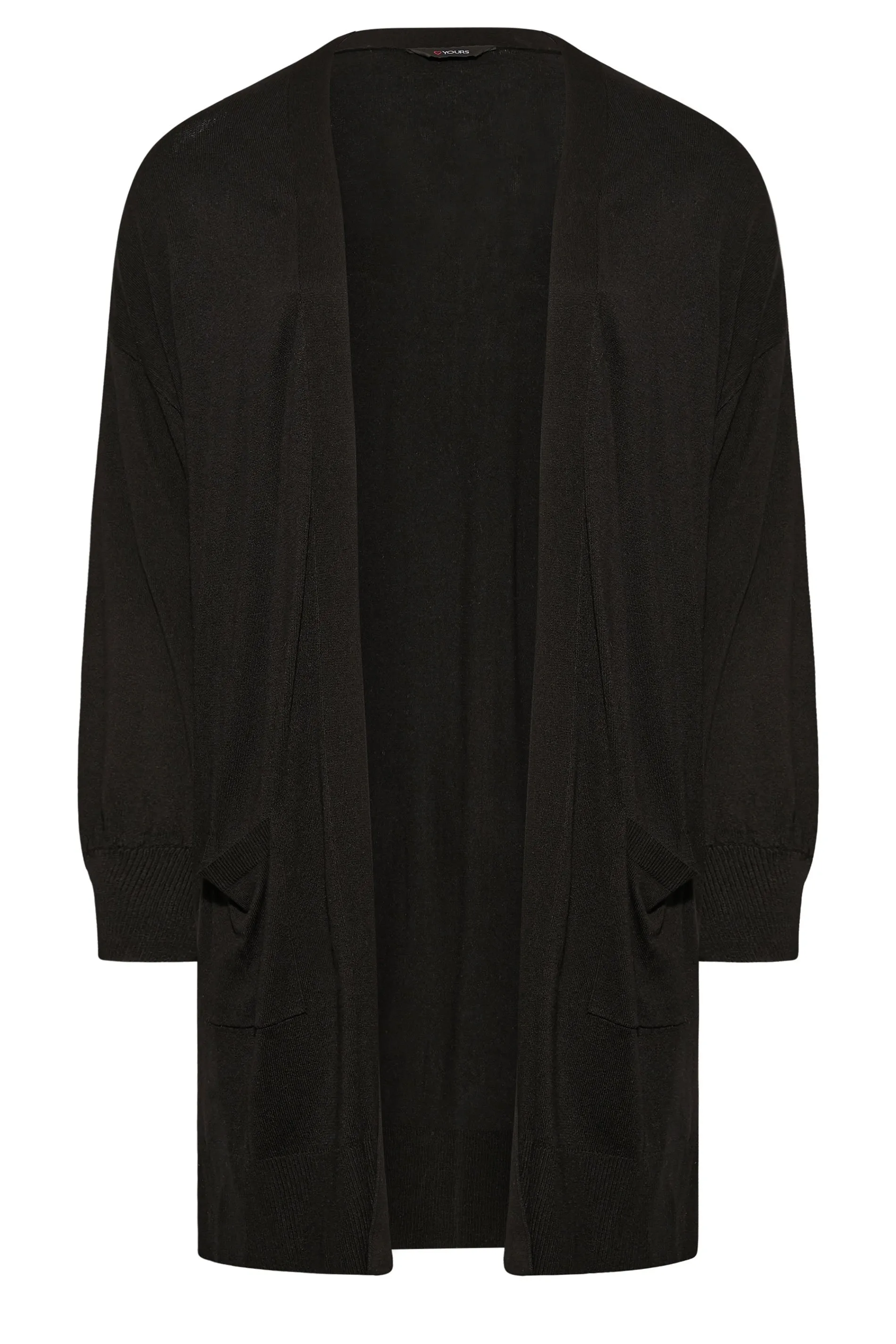 YOURS Curve Black Balloon Sleeve Fine Knit Cardigan