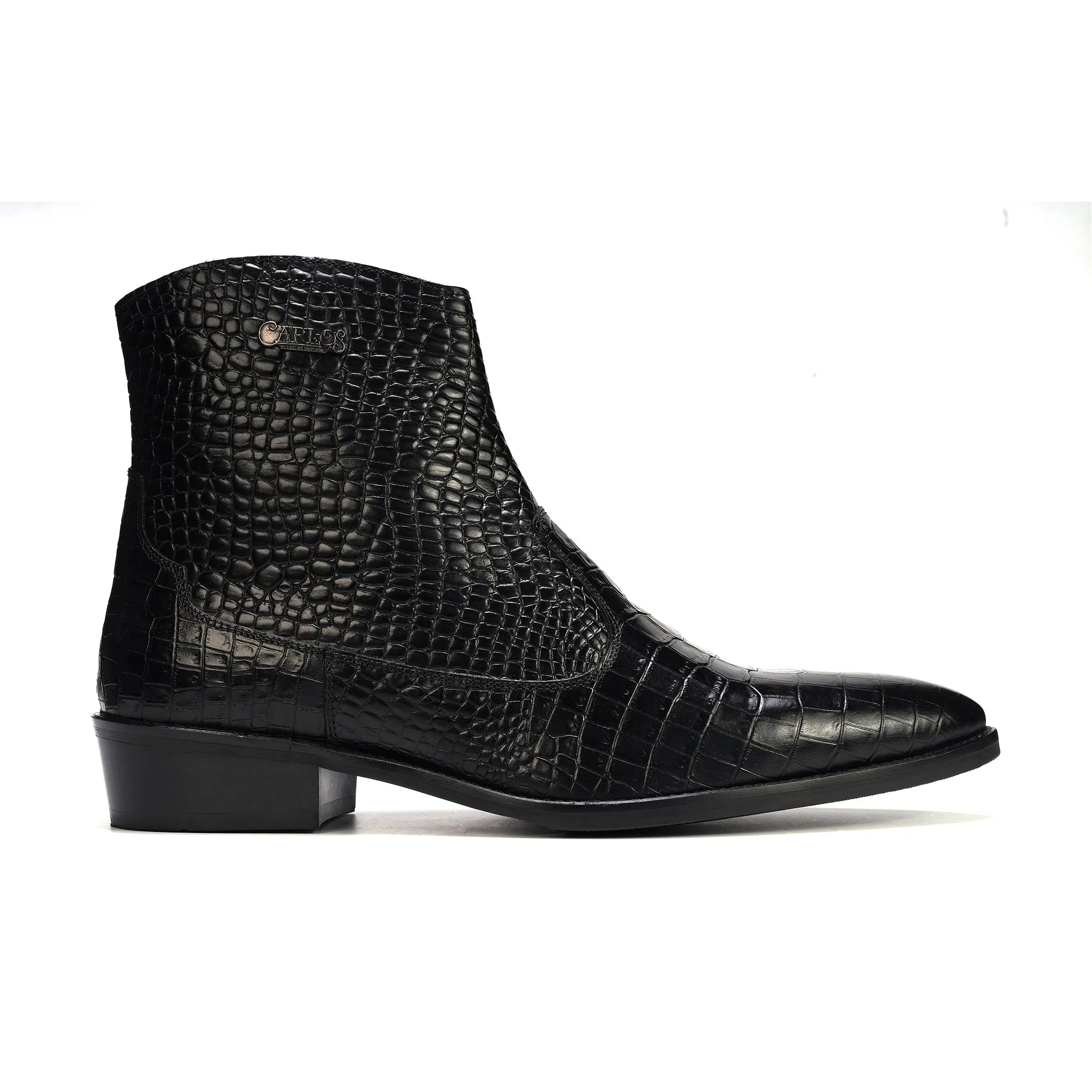 Zappa Cowboy Boot // Black Croco